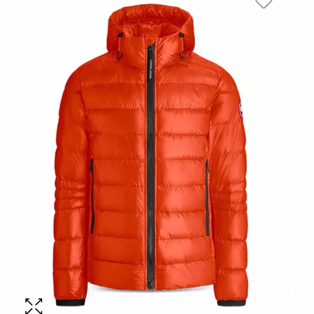Canada Goose Men's Bright Orange Quilted Puffer Jacket with Hood